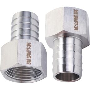 LTWFITTING Bar إنتاج الفولاذ المقاوم للصدأ 316 Barb Fitting Coupler 3/4 "Hose ID x 3/4" Female NPT Air Fuel Water (حزمة من 2) in Kuwait