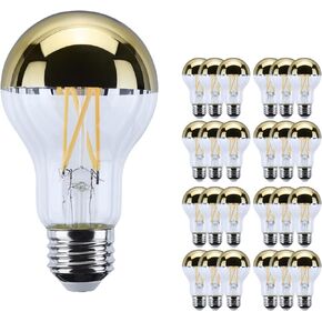 مصباح Satco LED A19 بقدرة 8 وات 60 وات يعادل 2700 كيلو أبيض دافئ 90+ CRI Gold Crown قاعدة متوسطة 120 فولت قابلة لتعديل الضوء - الجزء S12538 in Kuwait