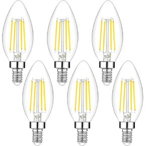 12-Pack Dimmable E12 LED Candelabra Bulbs 40Watt Equivalent, 2700K Warm White, 450Lumens, 4W B11 Vintage Chandelier Light Bulbs, LED Filament Clear Glass Candle Lamp for Ceiling Fan Home Decor1 in Kuwait
