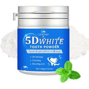 LANEMAY 5D White Tooth Powder, 100g | Teeth Whitening, Deep Cleaning, Mouthguard, Neutralizes Yellow in Kuwait