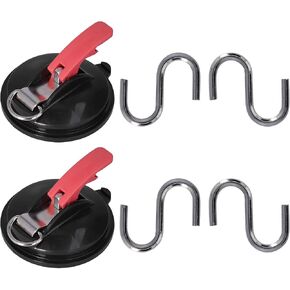 Heavy Duty Suction Cup Anchor Vacuum Suction Hooks with Safety Lock for Car Camping Luggage Bathroom Storage ABS PVC Metal 100LB Capacity 5 Inch 2 Pack Black Red in Kuwait