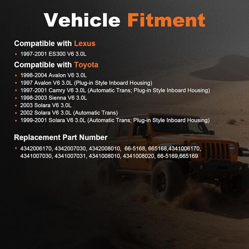 ADM زوج ODM AXLE AXLE AXLE SEFTLY لعام 1997-2001 تويوتا كامري V6 3.0L أوتوماتيكي لعام 1997-2004 Avalon لـ 99-03 Solara 3.0L Automatic لـ 98-03 Sienna in Kuwait