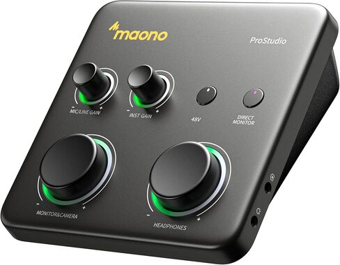 MAONO P1 Hybrid USB Audio Interface 70dB Gain for PC Phone iPad Guitar | الكسب التلقائي، الاسترجاع، كتم الصوت، ASIO، ميزات برامج التوجيه، للبودكاست، البث، تسجيل الموسيقى المتنقلة، إنشاء المحتوى in Kuwait