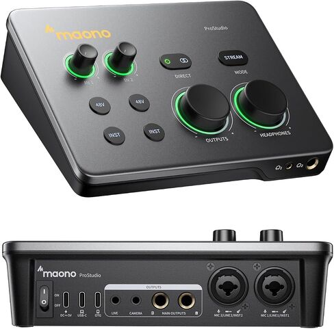 MAONO P1 Hybrid USB Audio Interface 70dB Gain for PC Phone iPad Guitar | Auto-Gain, Loopback, Mute, ASIO, Routing Software Features, for Podcast, Streaming, Mobile Music Recording, Content Creation in Saudi Arabia