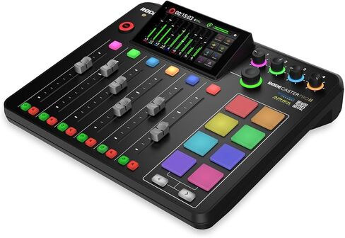 مجموعة وحدة تحكم استوديو الإنتاج الصوتي المتكاملة Rode RODECaster Pro II مع 4 ميكروفون SM7B، وسماعات رأس ATH-M50x، وحامل، وكابل M إلى F XLR، وبطاقة microSD سعة 32 جيجابايت in Kuwait