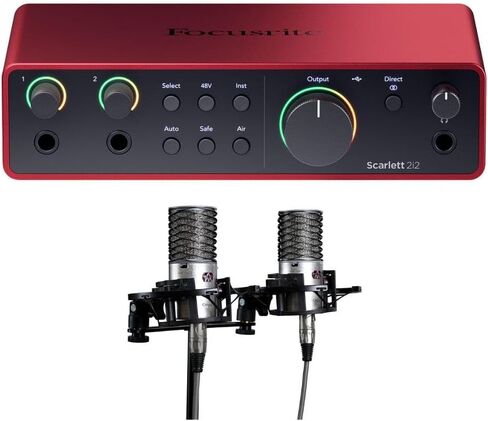 Focusrite Scarlett 2i2 Audio Interface + Aston Origin Stereo Pair Microphones Bundle – USB Recording Kit for Home Studio, Podcasting & Vocal Recording in Saudi Arabia