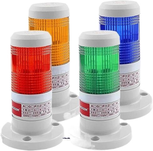 LED Industrial red Yellow Blue Green Signal Tower Warning Lamp Stack Light Alarm Apparatus 12V 24V 110V 220V(Yellow 12V) in Kuwait