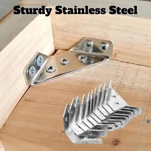 10Sets Universal Furniture Corner Bracket Angle Fasten Connector Bedframe Cabinet Drawer Chairs Hardware Triangle Support Frame ﻿ in Kuwait