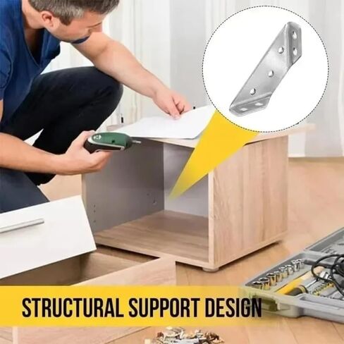10Sets Universal Furniture Corner Bracket Angle Fasten Connector Bedframe Cabinet Drawer Chairs Hardware Triangle Support Frame ﻿ in Kuwait