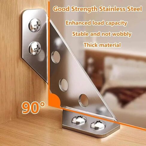 10Sets Universal Furniture Corner Bracket Angle Fasten Connector Bedframe Cabinet Drawer Chairs Hardware Triangle Support Frame ﻿ in Kuwait