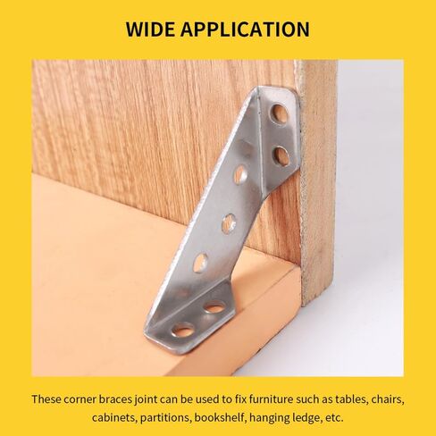 10Sets Universal Furniture Corner Bracket Angle Fasten Connector Bedframe Cabinet Drawer Chairs Hardware Triangle Support Frame ﻿ in Kuwait