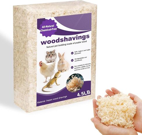 Natural Aspen Shavings Pet Bedding 5.5 Lb, Low-Dust & Chemical-Free, Ultra-Absorbent Cage Litter for Hamsters, Rabbits, Gerbils & Small Animals, Biodegradable Wood Shavings in Saudi Arabia