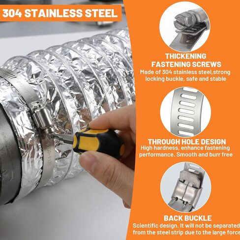 50 Pcs Stainless Steel Hose Clamp Adjustable 1-13/16" to 2-3/4" 46-70 mm Worm Gear Hose Clamp, Metal Fuel Line Pipe Clamp for Plumbing, Automotive And Mechanical Application Industrial Use in Kuwait