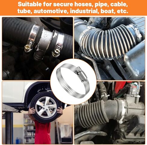 50 Pcs Stainless Steel Hose Clamp Adjustable 1-13/16" to 2-3/4" 46-70 mm Worm Gear Hose Clamp, Metal Fuel Line Pipe Clamp for Plumbing, Automotive And Mechanical Application Industrial Use in Kuwait