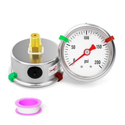 مقياس ضغط مملوء بالجلسرين من الفولاذ المقاوم للصدأ 0-15PSI مقاس 1.5 بوصة حجم القرص الأسود، حامل خلفي 1/8 بوصة NPT، للأنبوب، مضخة المياه، الغاز، السائل، اختبار الضغط (مع مؤشر علامة النطاق) in Kuwait