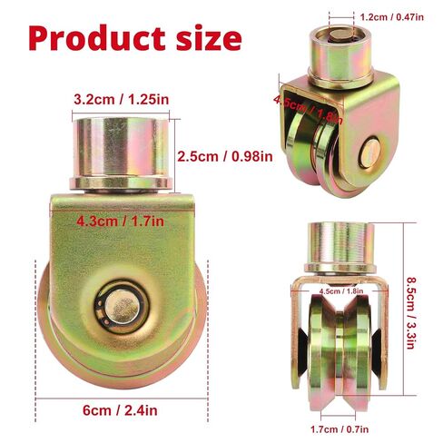4 Pack 2.5 Inch Sliding Gate Wheels with 360-Degree Rotational Stem, 2.5" V Groove Caster for Foldable Gates, Heavy Duty 2640Lbs Capacity, Perfect for Industrial and Residential Use in Kuwait