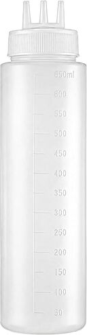 3 Hole Squeeze Bottles for Sauces, Leak-Proof Condiment Dispenser, Plastic Condiment Squeeze Bottles, Squeeze-Squirt Bottle, Clear Squeeze-Bottle, Restaurantware for Sauces, Cream (24.5x6.5cm) in Kuwait