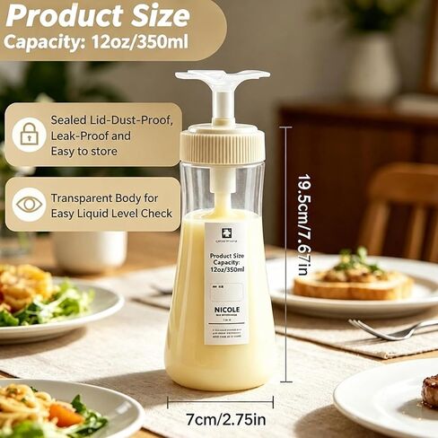 Condensed Milk Container, 12oz/350ml Condensed Milk Dispenser with Lid, Plastic Squeeze Bottle for Coffee, Honey, Ketchup, Salad Dressing, Mustard in Kuwait