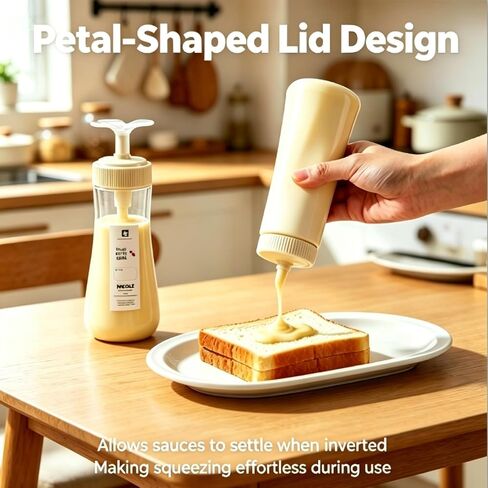 Condensed Milk Container, 12oz/350ml Condensed Milk Dispenser with Lid, Plastic Squeeze Bottle for Coffee, Honey, Ketchup, Salad Dressing, Mustard in Kuwait