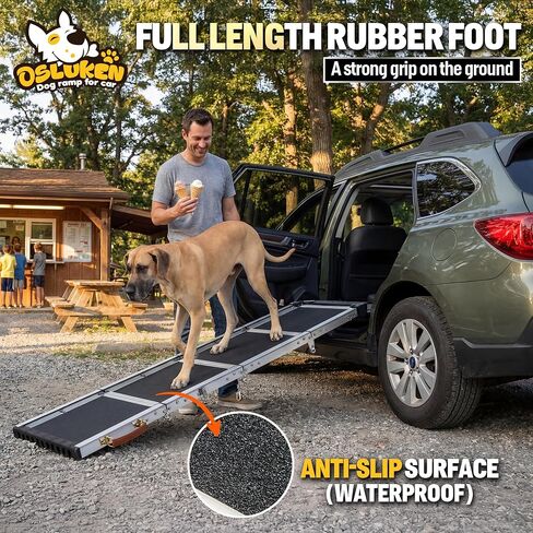 𝟐𝟎𝟐𝟓 𝐔𝐩𝐠𝐫𝐚𝐝𝐞𝐝 Dog Ramp for Car (330 lbs), Extra L71" W17" Folding Pet Ramp for Large Dogs with 90° Adjustable Head, Outdoor Anti-Slip Foldable Dog Car Ramps for SUV Truck Side Door in Saudi Arabia