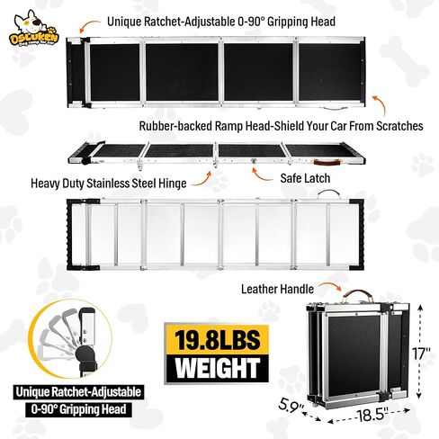 𝟐𝟎𝟐𝟓 𝐔𝐩𝐠𝐫𝐚𝐝𝐞𝐝 Dog Ramp for Car (330 lbs), Extra L71" W17" Folding Pet Ramp for Large Dogs with 90° Adjustable Head, Outdoor Anti-Slip Foldable Dog Car Ramps for SUV Truck Side Door in Saudi Arabia