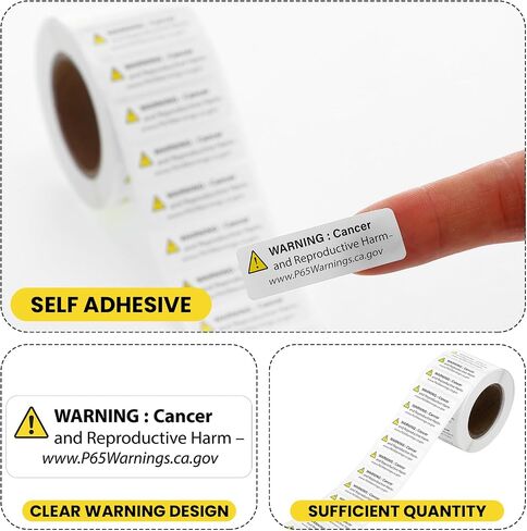 1000 Pcs California Prop 65 Warning Labels, 0.5 x 1.5 Inch Self Adhesive California Cancer and Reproductive Harm Sign Labels for Products and Consumer Alerts in Kuwait