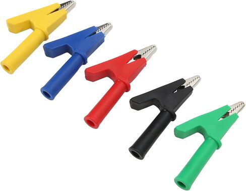 HUIOP Non Damage Clamp/Holder Insulated Clamp for Industrial Equipment Testing, 10mm Opening PVC Brass, 10A 60049, Red Black Yellow Blue Green in Kuwait