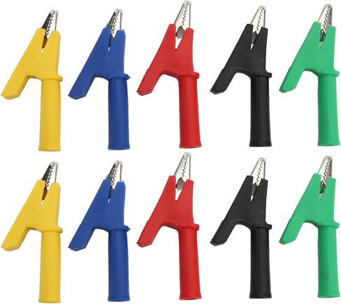 HUIOP Non Damage Clamp/Holder Insulated Clamp for Industrial Equipment Testing, 10mm Opening PVC Brass, 10A 60049, Red Black Yellow Blue Green in Kuwait
