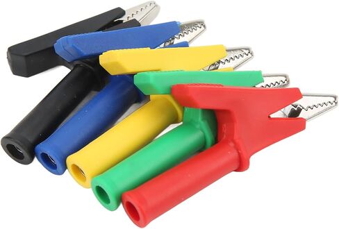 HUIOP Non Damage Clamp/Holder Insulated Clamp for Industrial Equipment Testing, 10mm Opening PVC Brass, 10A 60049, Red Black Yellow Blue Green in Kuwait