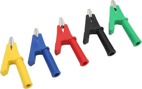 HUIOP Non Damage Clamp/Holder Insulated Clamp for Industrial Equipment Testing, 10mm Opening PVC Brass, 10A 60049, Red Black Yellow Blue Green in Kuwait
