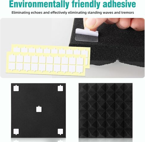50 Pack Acoustic Foam Panels, 2 X 12 X 12 Inches Pyramid Designed Sound Proof Foam Panels for Walls, High Density and Fire Resistant Sound Panels, Studio Foam for Wall and Ceiling (Black, 50 Pack) in Kuwait