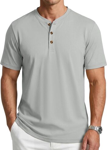 Cotrasen Men's Henley Shirts Short Sleeve 3 Button T-Shirts Casual Lightweight Basic Tee Fashion Summer Tops in Saudi Arabia