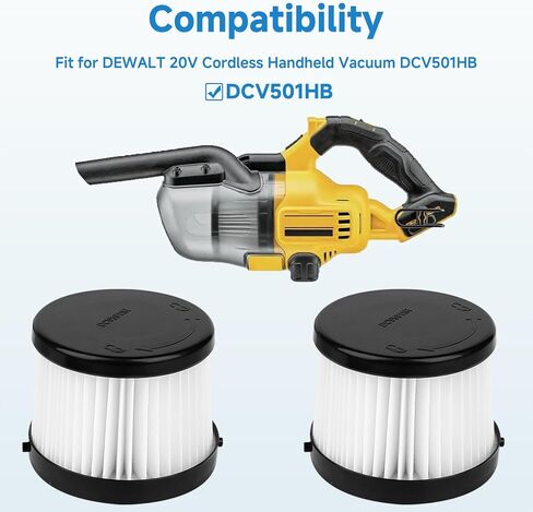 مرشح بديل DCV5011H HEPA لـ DEWALT DCV501HB & DCV5011H مكنسة يدوية لاسلكية 20 فولت، قابلة لإعادة الاستخدام وقابلة للغسل، 4 مرشحات تتضمن 12 مرشحًا مسبقًا للأكمام الإسفنجية وفرشاة تنظيف واحدة in Kuwait