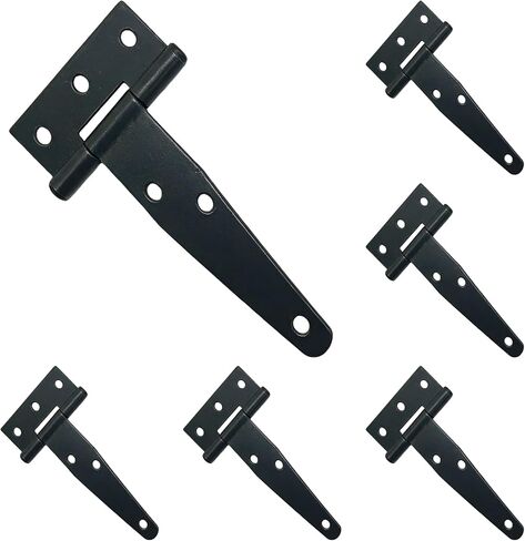 6 Pcs 4-Inch Heavy Duty T-Hinges, Galvanized Rustproof, for Shed Gate Barn Fence Doors, Smooth 0.27 in Pin, Countersunk Holes, 0.05 in Thick, 3.94 x 2.48 x 0.87 in, Outdoor Use in Kuwait