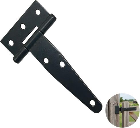 6 Pcs 4-Inch Heavy Duty T-Hinges, Galvanized Rustproof, for Shed Gate Barn Fence Doors, Smooth 0.27 in Pin, Countersunk Holes, 0.05 in Thick, 3.94 x 2.48 x 0.87 in, Outdoor Use in Kuwait
