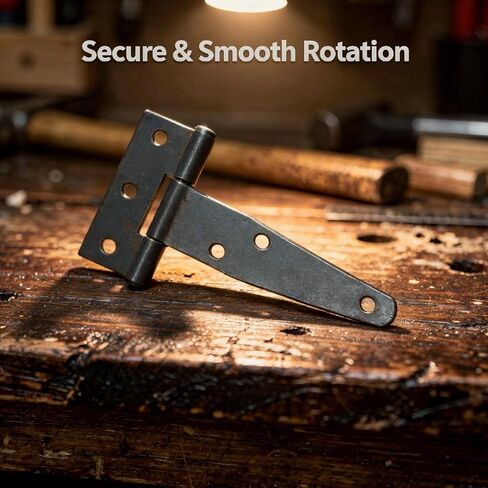 6 Pcs 4-Inch Heavy Duty T-Hinges, Galvanized Rustproof, for Shed Gate Barn Fence Doors, Smooth 0.27 in Pin, Countersunk Holes, 0.05 in Thick, 3.94 x 2.48 x 0.87 in, Outdoor Use in Kuwait