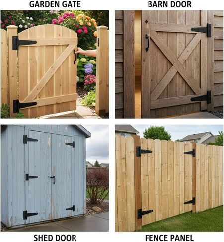 6 Pcs 4-Inch Heavy Duty T-Hinges, Galvanized Rustproof, for Shed Gate Barn Fence Doors, Smooth 0.27 in Pin, Countersunk Holes, 0.05 in Thick, 3.94 x 2.48 x 0.87 in, Outdoor Use in Kuwait