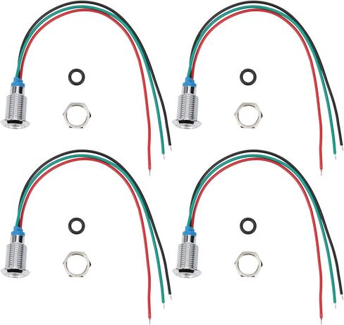 Hilitand 4 مجموعات من مصابيح LED الدائرية ذات الأنود المشترك، مؤشر ضوئي LED ملون سلكي مسبقًا 10 مم 12‑24 فولت (أحمر وأخضر) in Kuwait