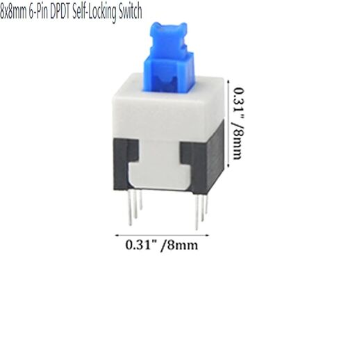 6-Pin Square Two-Row Through Hole Mounting DPDT Self-Locking Mounting Tactile Power Micro You Button Switch 8 × 8 mm, Pack of 30 in Kuwait