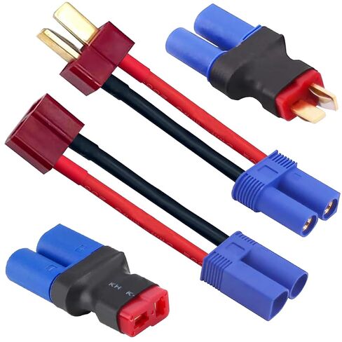 2 Pairs T Plug to EC5 Male Female Connector Adapter EC5 to T Plug Adapter 12 Gauge 5CM Wire, for RC Lipo Battery Charger RC Car Truck Drone in Kuwait