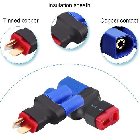 2 Pairs T Plug to EC5 Male Female Connector Adapter EC5 to T Plug Adapter 12 Gauge 5CM Wire, for RC Lipo Battery Charger RC Car Truck Drone in Kuwait