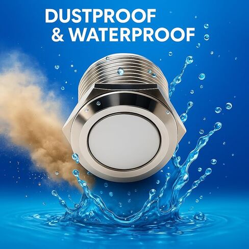 22mm Flat Metal Head Push Button(Waterproof & DustProof) Switch – 1NO 1NC, Momentary, 3-Pin Terminal, Metal On/Off Switch in Kuwait