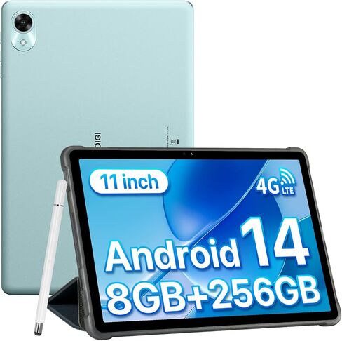 UMIDIGI G9 Tab 11 بوصة، Android 14 Tablet بفتحات بطاقة SIM مزدوجة 8 جيجابايت + 256 جيجابايت + 1 تيرابايت توسيع، جهاز لوحي Android مزود بقلم وحقيبة 7200 مللي أمبير في الساعة وكاميرات 13 + 8 ميجابكسل، خلوي مع فتح الوجه، GPS، FM (رمادي) in Kuwait