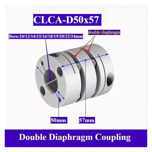 1 قطعة CLCA-D50x57 اقتران غشاء مزدوج من سبائك الألومنيوم، مادة لـ: محرك سيرفو متدرج، برغي الرصاص، فتحة التوصيل: 10~24 مم (15 مم إلى 22 مم) in Kuwait