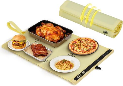 Garvee Electric Food Warming Mat for Countertop, 24x15 in, Dual Zone Control, Portable Silicone Food Warmer Pad Tray with Timer & 6 Temp Levels for Buffet Party, Easy to Clean, Blue in Kuwait