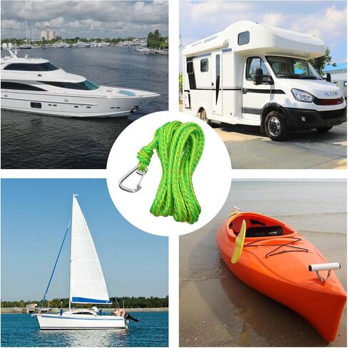 12 Ft Hollow Braided Polypropylene Line Rope with D Ring Lock for Dock Marine Yacht Boat Kayak RV Anchor Multifunctional Nylon Heaving Line Clothesline Green in Kuwait