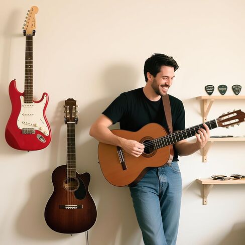 حامل جدار جيتار MUSO، شماعة جيتار، حامل شماعة حائط جيتار على شكل حرف U، حامل خطاف حامل جيتار على الحائط ملحقات جيتار صوتي، جيتار كهربائي، بانجو، باس، القيثارة، أكاسيا: 1 in Kuwait
