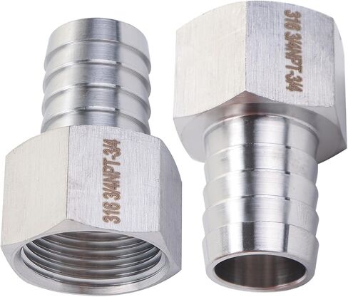 LTWFITTING Bar إنتاج الفولاذ المقاوم للصدأ 316 Barb Fitting Coupler 3/4 "Hose ID x 3/4" Female NPT Air Fuel Water (حزمة من 2) in Kuwait