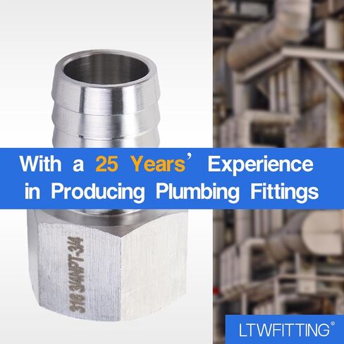 LTWFITTING Bar إنتاج الفولاذ المقاوم للصدأ 316 Barb Fitting Coupler 3/4 "Hose ID x 3/4" Female NPT Air Fuel Water (حزمة من 2) in Kuwait