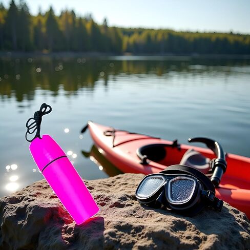 Pink Waterproof Container Bottle Holder with Lanyard - Floating Dry Box for Kayak, Canoe, Boat, Diving, and Snorkeling - Watertight Plastic Case with Hook and O-Ring Seal for Outdoor Activities in Kuwait